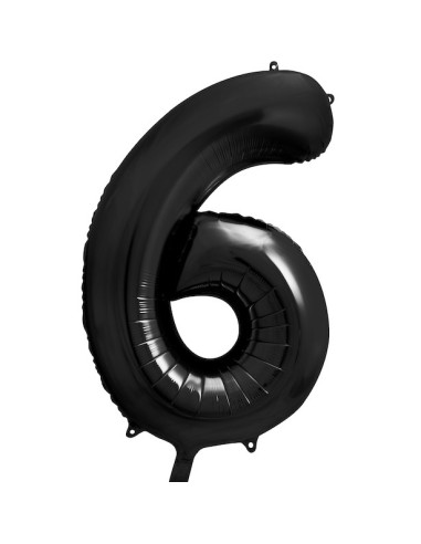 Ballon Chiffre 6 Noir 86 cm - Décoration Anniversaire & Fête