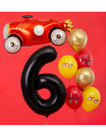 Ballon Chiffre 6 Noir 86 cm - Décoration Anniversaire & Fête