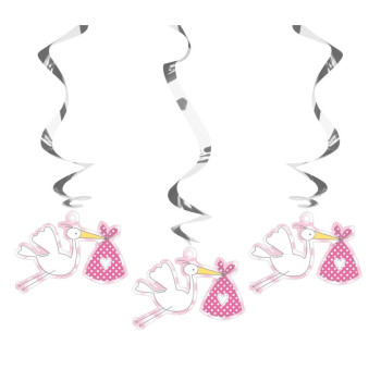 Hängendeko "Rosa Storch" - Baby Shower Dekoration - Bellefete.ch - Schweiz