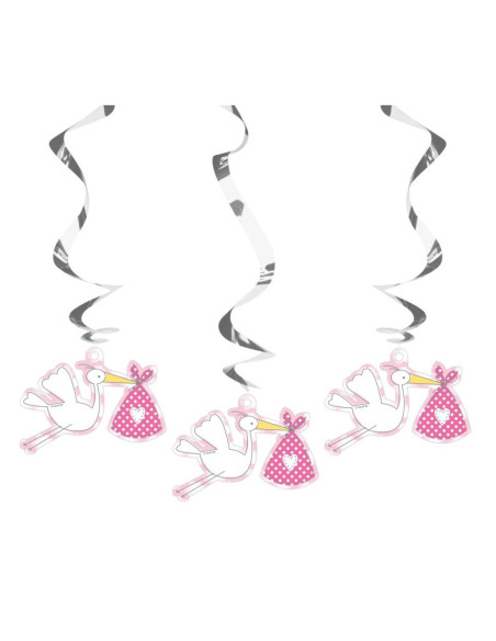 Decorazioni da appendere "Cicogna Rosa" - Decorazione Baby Shower - Bellefete.ch - Svizzera