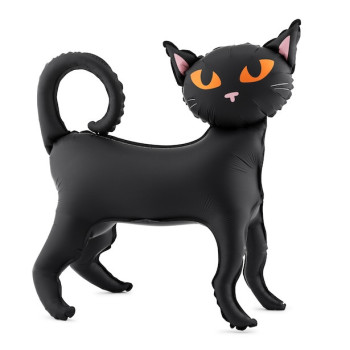 Schwarze Katzenballon auf Ständer 45x48 cm - Halloween-Deko