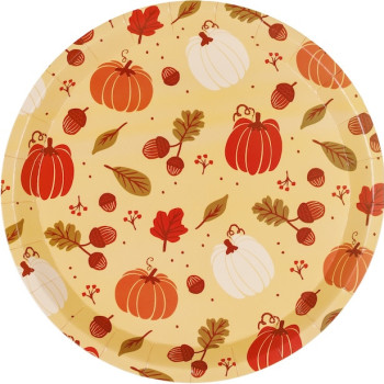 Piatti di Carta Zucche 23 cm (6 pz) - Decorazione Autunno & Halloween