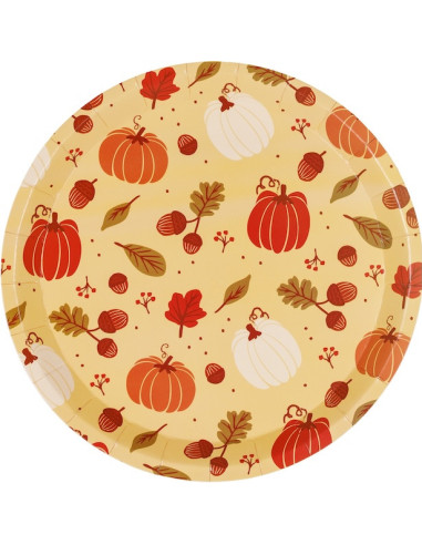 Piatti di Carta Zucche 23 cm (6 pz) - Decorazione Autunno & Halloween