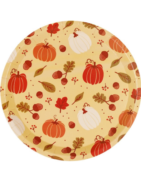 Piatti di Carta Zucche 23 cm (6 pz) - Decorazione Autunno & Halloween