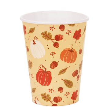 Gobelets en Papier Citrouilles 250 ml (6 pcs) - Déco Automne & Halloween