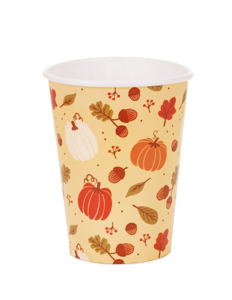 Bicchieri di Carta Zucche 250 ml (6 pezzi) - Decorazione Autunno & Halloween