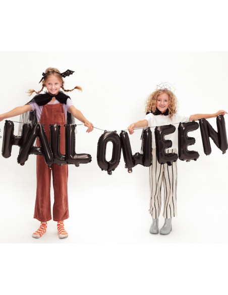 Schwarze Halloween-Ballon-Girlande 230 cm - Schriftzug Deko
