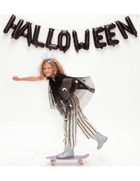 Guirlande Ballon Halloween Noir 230 cm - Inscription Déco