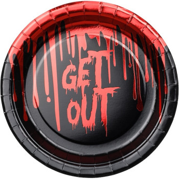Pappteller Get Out 18 cm (6 Stk.) - Halloween Horror Deko