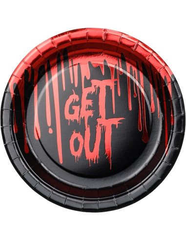 Assiettes en Papier Get Out 18 cm (6 pcs) - Déco Halloween Horreur