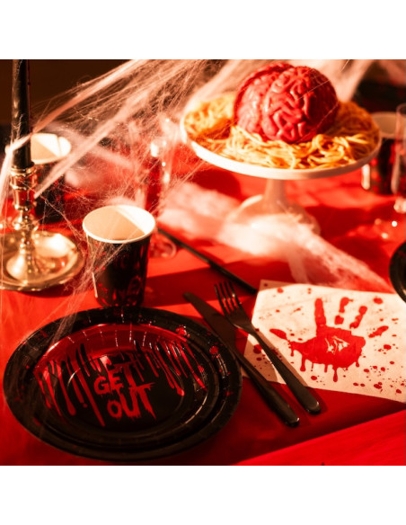 Assiettes en Papier Get Out 18 cm (6 pcs) - Déco Halloween Horreur