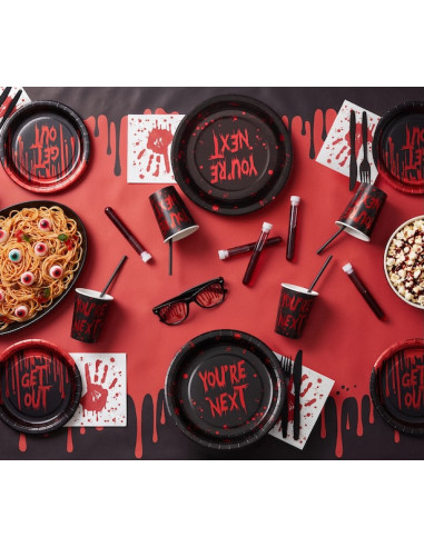 Assiettes en Papier Get Out 18 cm (6 pcs) - Déco Halloween Horreur
