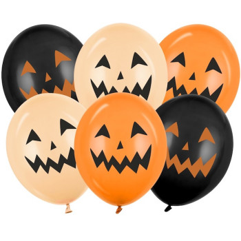 Latexballons Kürbismix 30 cm (6 Stk.) - Halloween-Deko