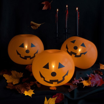 Ballons Lumineux Citrouilles LED 25 cm (5 pcs) - Déco Halloween