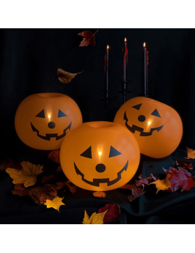 Ballons Lumineux Citrouilles LED 25 cm (5 pcs) - Déco Halloween