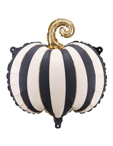 Palloncino Zucca a Strisce Crema e Nero 39x38 cm - Decorazione di Halloween