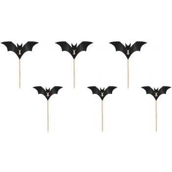 Décorations Cupcakes Chauves-Souris (6 pcs) - Pâtisserie Halloween