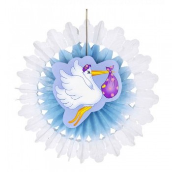 Blauer Storch-Fan-Dekoration für die Babyparty