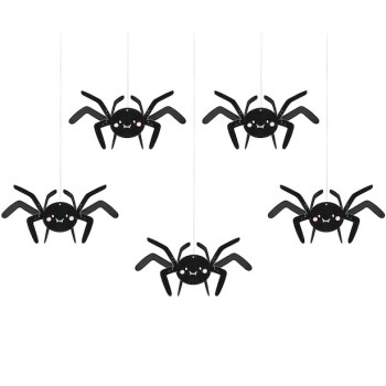 Hängedekorationen Spinnen 27x17 cm (5 Stück) - Halloween