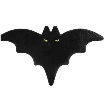 Serviettes Chauve-Souris Noir et Or 16x9 cm (20 pcs) - Halloween