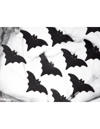 Schwarze und Goldene Fledermaus-Servietten 16x9 cm (20 Stk) - Halloween