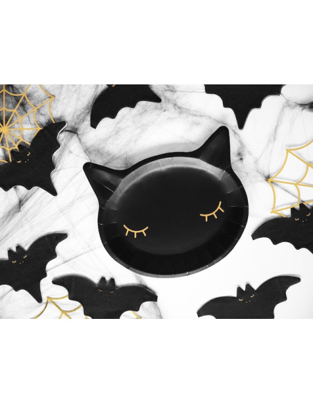 Schwarze und Goldene Fledermaus-Servietten 16x9 cm (20 Stk) - Halloween