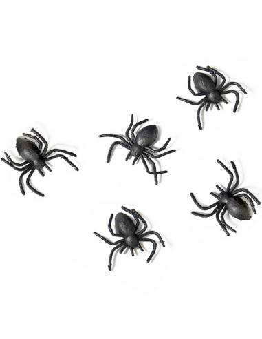 Schwarze Plastikspinnen 3x3 cm (10 Stück) - Halloween-Deko