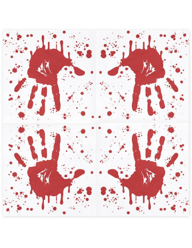 Serviettes Main Ensanglantée 33x33 cm (20 pcs) - Déco Halloween