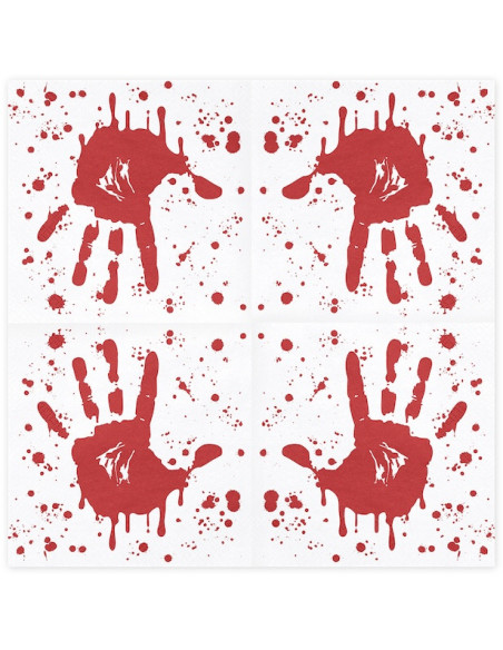 Serviettes Main Ensanglantée 33x33 cm (20 pcs) - Déco Halloween