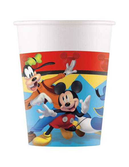 Paquet de 8 gobelets en papier certifié FSC Mickey Mouse de 200 ml pour anniversaire