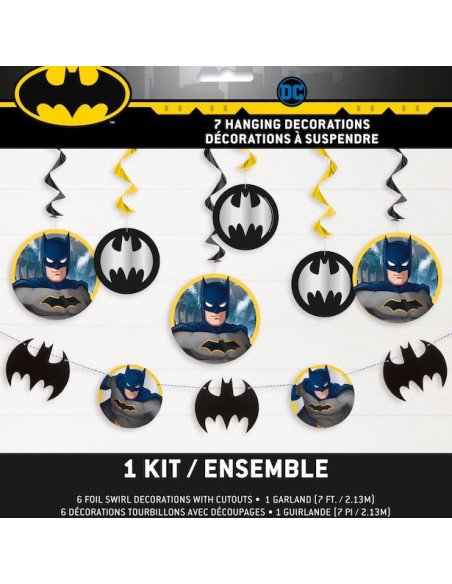 Kit 7 Décorations à Suspendre Batman - Anniversaire