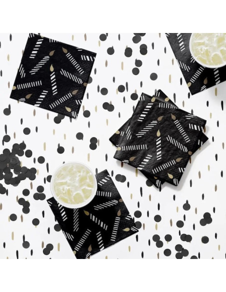 Serviettes à boisson Noir & Doré (16 pcs)
