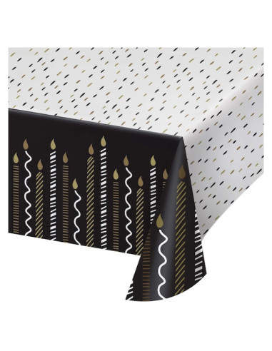 Schwarze und goldene Tischdecke