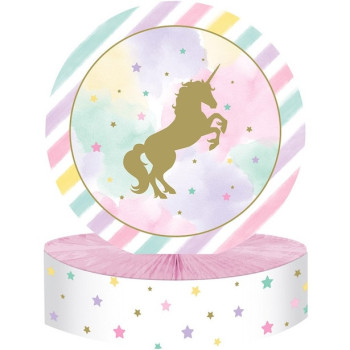 Centrotavola Unicorno Dorato - Nido d'ape 30 cm