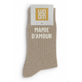 Chaussettes à paillettes MAMIE D'AMOUR taupe | BelleFete.ch