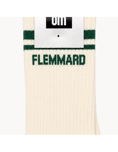 Herrensocken FLEMMARD weiss mit grünen Streifen | BelleFete.ch