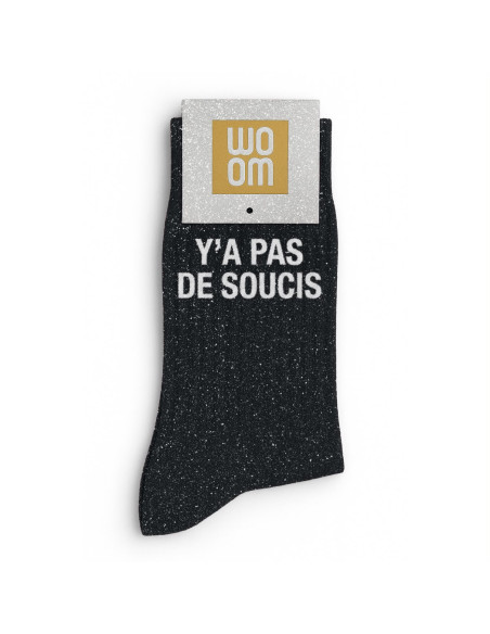 Paillettensocken Y'A PAS DE SOUCIS schwarz | BelleFete.ch