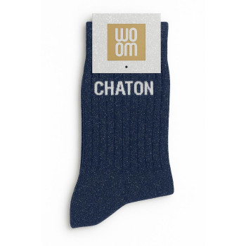 Chaussettes à paillettes CHATON bleu marine | BelleFete.ch