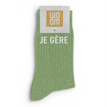 Paillettensocken JE GÈRE mandelgrün | BelleFete.ch