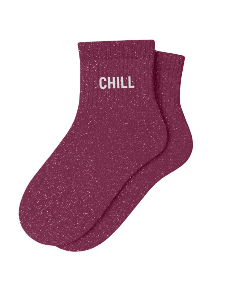 Calzini corti con paillettes CHILL bordeaux | BelleFete.ch
