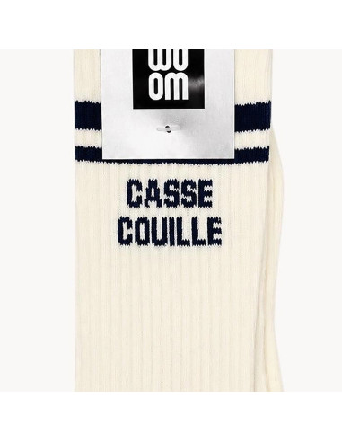 Chaussettes homme CASSE COUILLE blanc rayures noires | BelleFete.ch