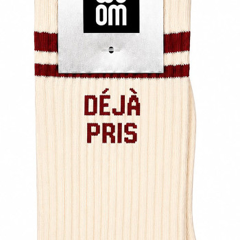 Herrensocken DÉJÀ PRIS weiss mit bordeauxroten Streifen | BelleFete.ch