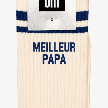 Calzini uomo MEILLEUR PAPA bianco righe blu | BelleFete.ch