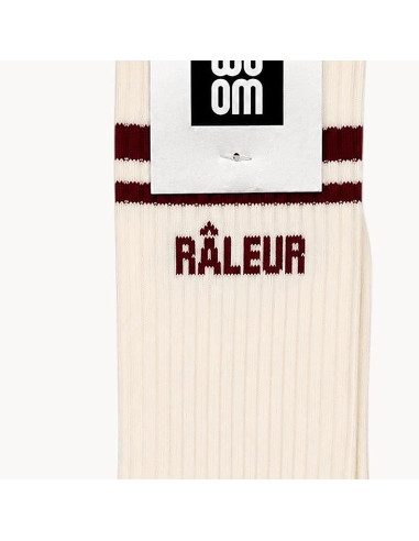 Calzini uomo RÂLEUR bianco righe bordeaux | BelleFete.ch