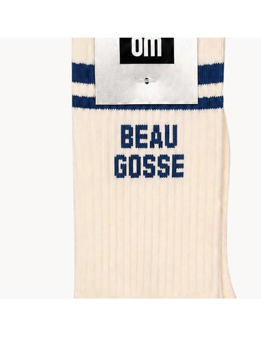 Herrensocken BEAU GOSSE weiss mit blauen Streifen | BelleFete.ch
