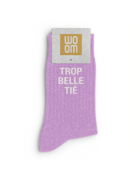 Paillettensocken TROP BELLE TIÉ violett | BelleFete.ch