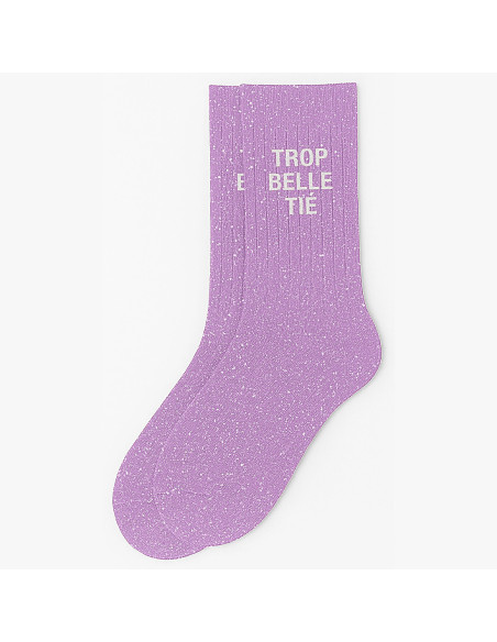 Calzini con paillettes Trop Belle Tié viola - Regalo divertente
