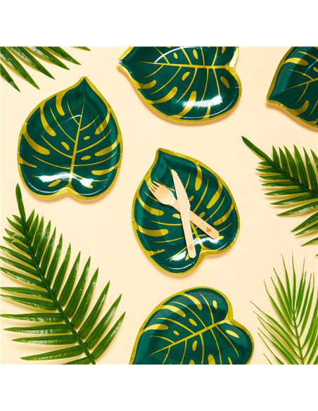 8 Assiettes en forme de feuille - Déco tropicale