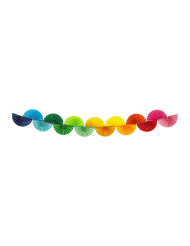 Papiergirlande Fächer Regenbogen - Wanddeko