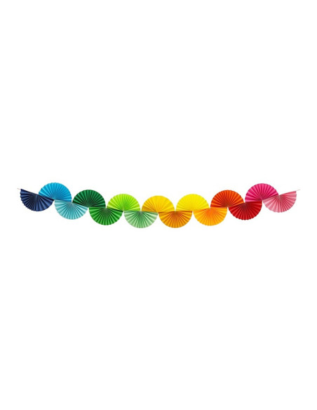 Papiergirlande Fächer Regenbogen - Wanddeko